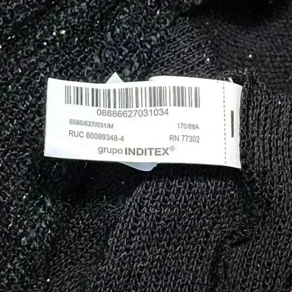 ZARA SHINY METALLIC THREAD DRESS SIZE MEDIUM BLACK GOLD NWT BODYCON‎ SHIMMER - Picture 7 of 8